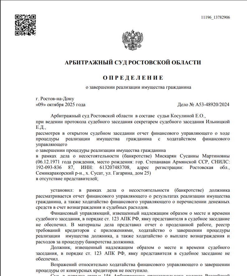 Скриншот дела А53-48920/2024